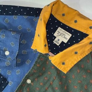 J.Crew Men's M Cotton Wool Challis Patchwork Camp Collar Shirt BK077